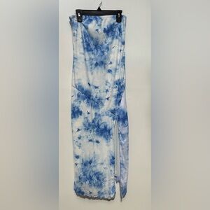 Blue and white abstract floral maxi skirt/tube dress